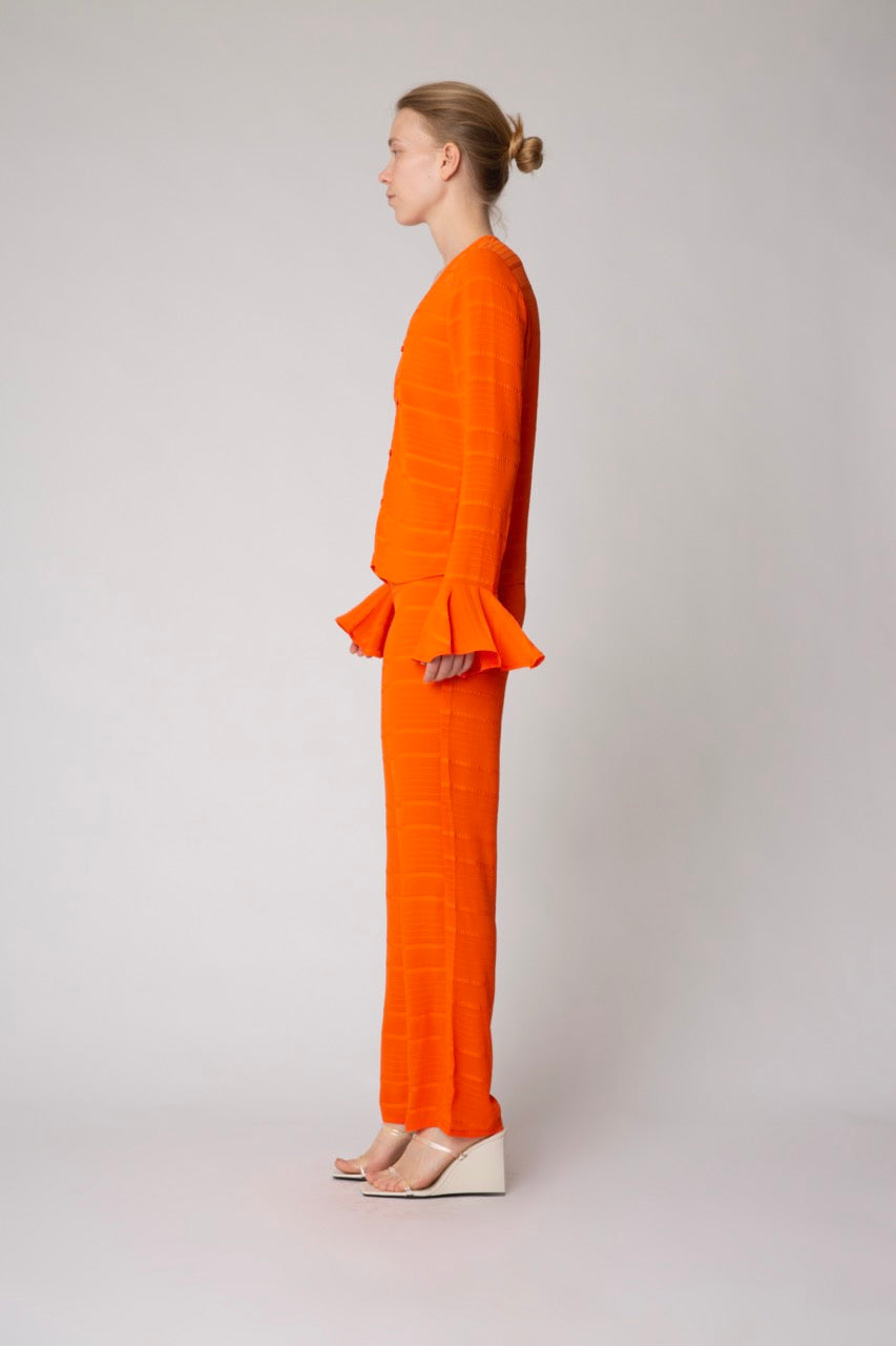 Résumé - oranje blouse met wijde mouwen