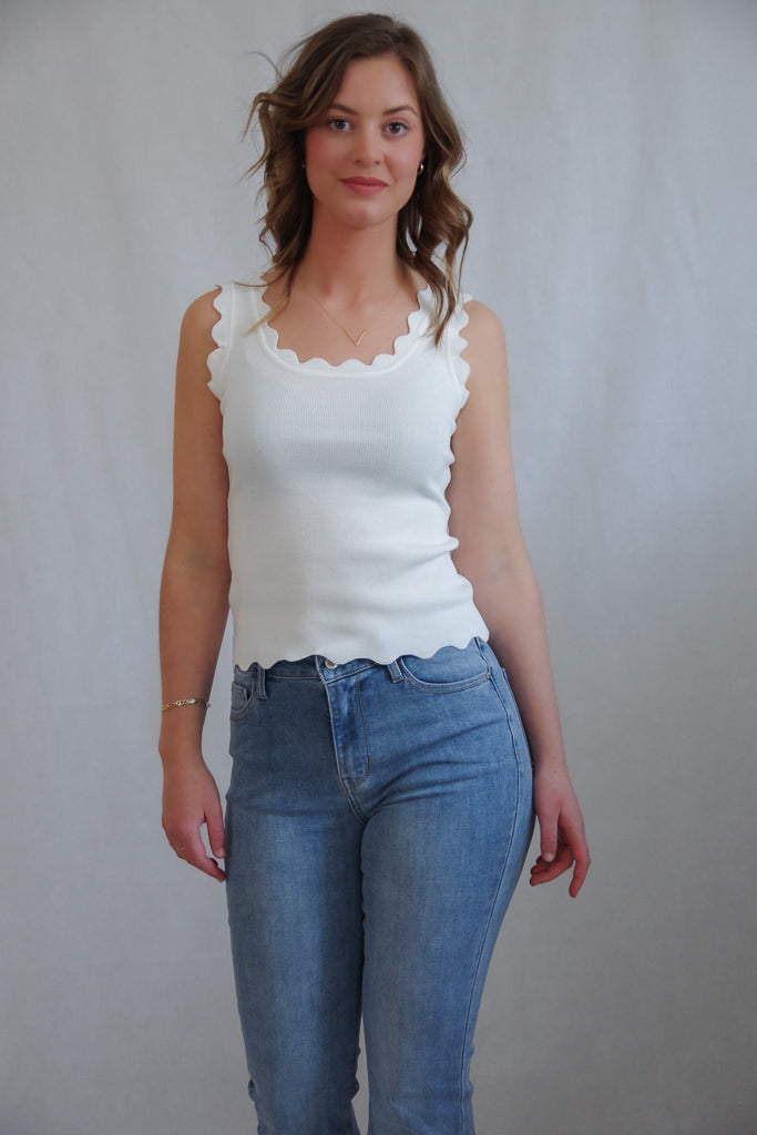 White rib knitted top