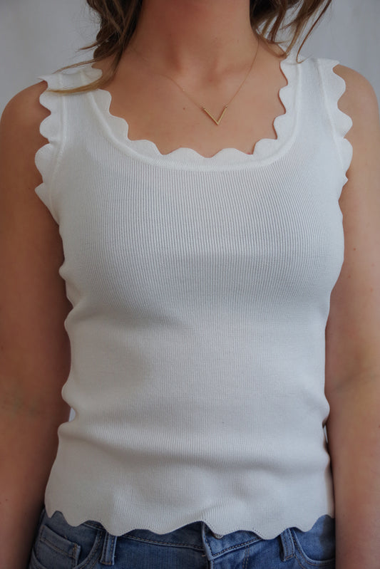 White rib knitted top